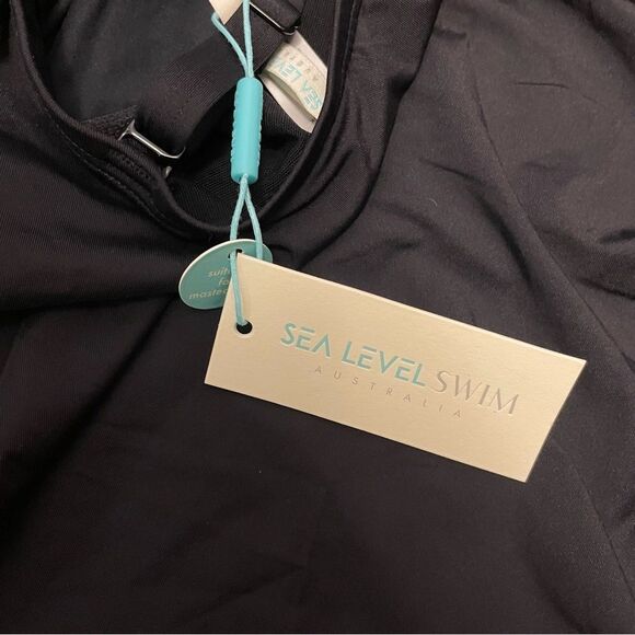 Sea Level Swim High Neck Ladder Stitch One Piece Swimsuit Black Size 10 NWT - Picture 7 of 7